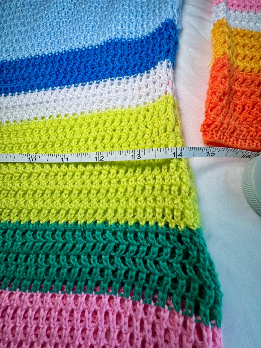 Colorblock Crochet Stripe Knit Dress NEW - Picture 4 of 5